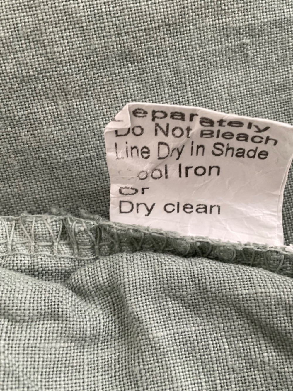 Lungo L'Arno Rosette 100% Linen Dress Sz L Sage Green Modest Coastal Mori Kei - Picture 10 of 10
